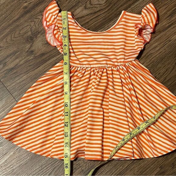Dot Dot Smile Ruffle Short Sleeve Twirl Dress Orange White Size 6-12 Months - Picture 8 of 10